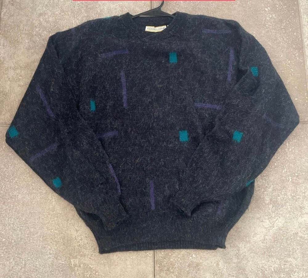 Vintage 80s 90s Adam Sloane Geometric Funky Sweater Size Large